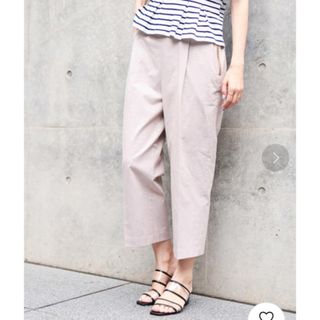 チャオパニックティピー(CIAOPANIC TYPY)のリネン混シャンブレーテーパードパンツ　クロップドパンツ　ベージュ (クロップドパンツ)