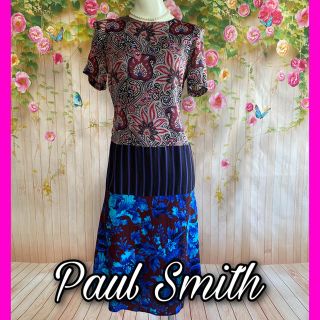 ポールスミス(Paul Smith)の【美品】ポールスミス ★シルク100% 花柄 ロング ワンピース 40(ロングワンピース/マキシワンピース)