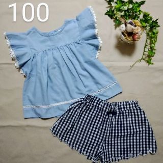 ♡袖フリル＆スカラップショートパンツ♡100(Tシャツ/カットソー)