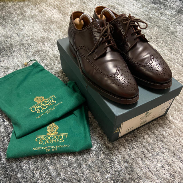 Crockett&Jones(クロケットアンドジョーンズ)のcrocket&jones ウイングチップ　ブラウン茶　25.5cm 7 着用少 メンズの靴/シューズ(ドレス/ビジネス)の商品写真