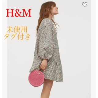 エイチアンドエム(H&M)の【完売品】コットンaラインワンピース(ひざ丈ワンピース)