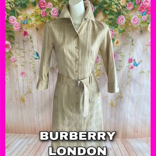 バーバリー(BURBERRY)の【美品】BURBERRY バーバリーロンドン★シャドーノバチェック ワンピース(ひざ丈ワンピース)