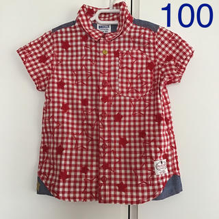 ブリーズ(BREEZE)の新品未使用♪ チェックシャツ　星柄刺繍　赤　100(Tシャツ/カットソー)