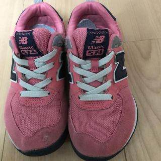 NEWBALANCE ニューバランス キッズ スニーカー 574 ピンク19cm(スニーカー)