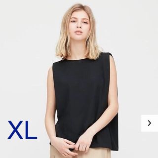 ユニクロ(UNIQLO)のクレープジャージーT(ノースリーブ) XL ②(カットソー(半袖/袖なし))