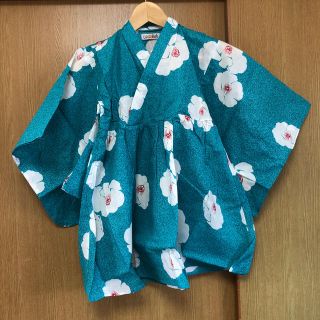 キッズ　120 浴衣　ワンピース　帯セット　花柄　(甚平/浴衣)