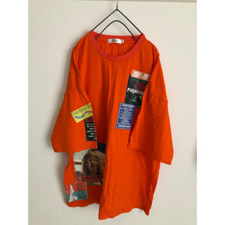ストリート系Tシャツ　オレンジ(Tシャツ/カットソー(半袖/袖なし))