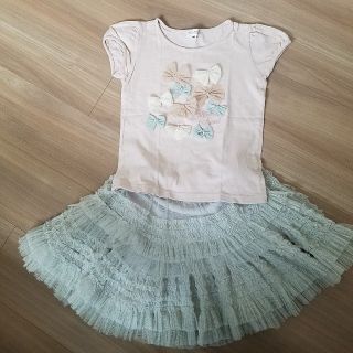 ジルスチュアートニューヨーク(JILLSTUART NEWYORK)のジルスチュアート140　おリボンいっぱいTシャツ　ピンク(Tシャツ/カットソー)