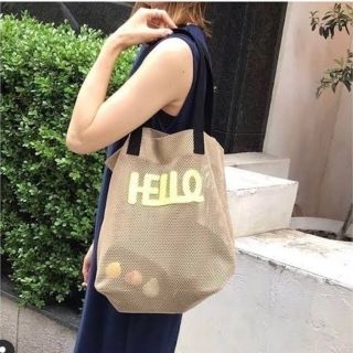 ラドロー(LUDLOW)のLUDLOW メッシュバッグ ベージュ HELLO(トートバッグ)