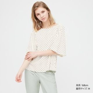 ユニクロ(UNIQLO)のユニクロ クレープジャージーT ドット 5分袖 S(Tシャツ(半袖/袖なし))