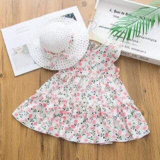 キッズ服　ワンピース　帽子　セット　かわいい　100(ワンピース)