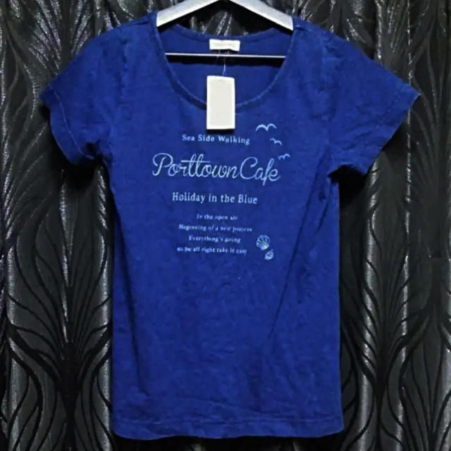 SM2(サマンサモスモス)のＳａｍａｎｔｈａ Ｍｏｓｓ２サマンサモスモスインディゴブルーＴシャツＭ新品タグ付 レディースのトップス(Tシャツ(半袖/袖なし))の商品写真