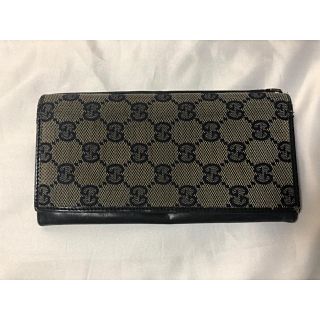 グッチ(Gucci)のGUCCI 長財布　ネイビー　GG柄　シリアルナンバー有り(財布)