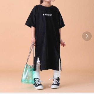 フリークスストア(FREAK'S STORE)のKANGOL ×FERAK'S STORE kids 半袖ワンピース　黒(ワンピース)