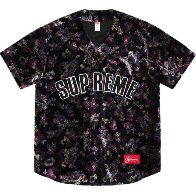 Supreme Floral Velour Baseball Jerseyシャツ