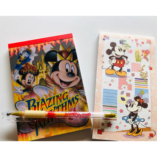 ディズニー(Disney)のミッキーマウスメモ帳と専用ボールペン&和柄メモ帳のセット(ノート/メモ帳/ふせん)