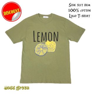 新品★ダブルステッチ ミドルウェイトコットン  ロゴＴシャツ／モスグリーン(Tシャツ/カットソー(半袖/袖なし))