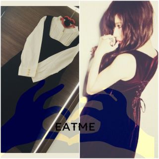 イートミー(EATME)のレースアップ別珍op♡益若つばさ愛用(ひざ丈ワンピース)