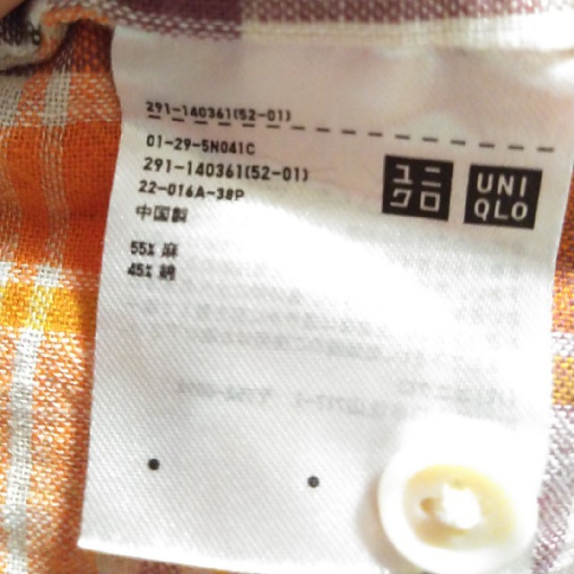 UNIQLO(ユニクロ)のユニクロ　チェック柄　リネンチュニック　長袖シャツ レディースのトップス(チュニック)の商品写真