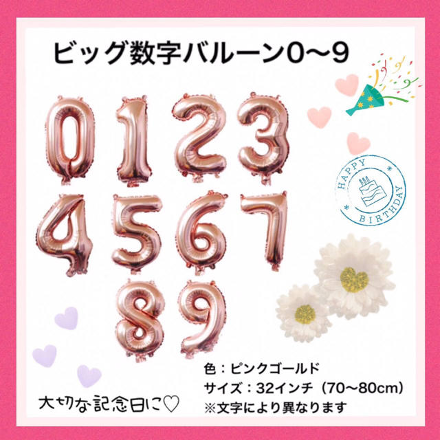 BIG数字バルーン 誕生日♪バルーン❤︎デコレーション❤︎ ハンドメイドのパーティー(その他)の商品写真