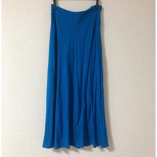 ザラ(ZARA)のZARA リネンスカート　ロング丈　ブルー(ロングスカート)