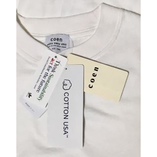 コーエン(coen)のcoen コーエン　Tシャツ　ロング　半袖　ワンピース　新品　白　USAコットン(カットソー(半袖/袖なし))