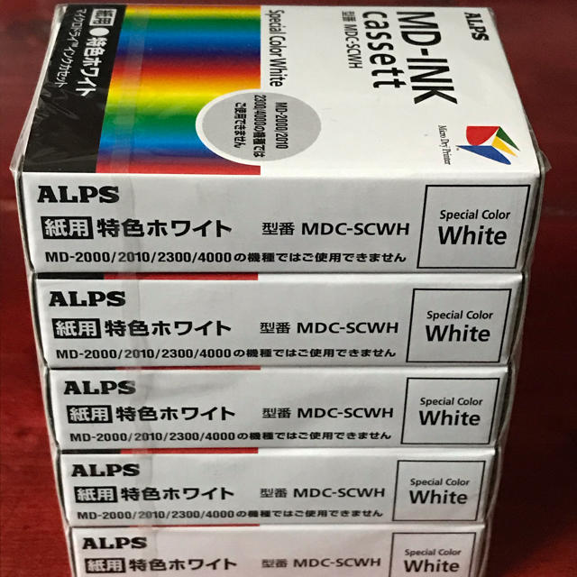 ALPS アルプスプリンタ用インクカセット「紙用特色ホワイトM5個パック」 スマホ/家電/カメラのPC/タブレット(PC周辺機器)の商品写真