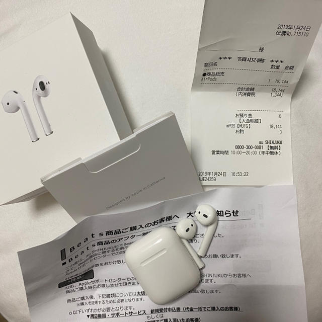 Apple AirPods イヤホン エアーポッズ 第一世代 正規品 ヘッドフォン/イヤフォン