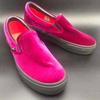 ヴァンズ(VANS)の極美品 VANS バンズ ヴァンズ スリッポン スエード ピンク 紫(スリッポン/モカシン)