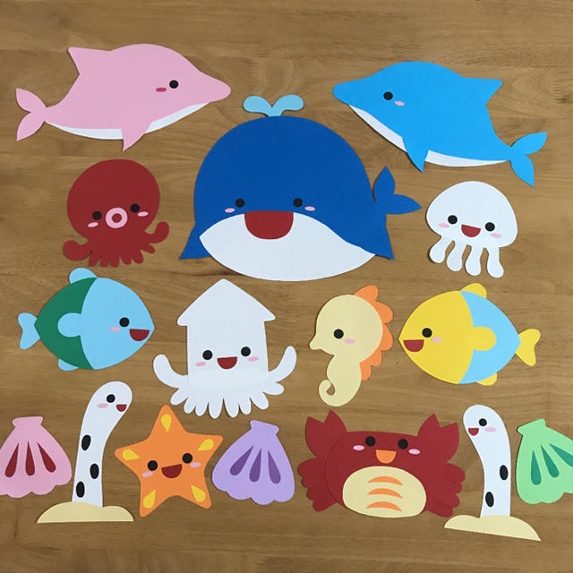 壁面 夏 「海の生き物となかよし♡」7月 8月 海 魚 お正月《ししまいにのって》あけましておめでとう 壁面飾り 卯年 うさぎ 2023 壁面 夏 「海の生き物となかよし♡」7月 8月