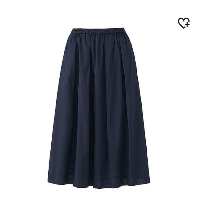 UNIQLO(ユニクロ)のユニクロ　コットンミディスカート  紺色　ネイビー レディースのスカート(ロングスカート)の商品写真