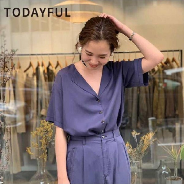 TODAYFUL(トゥデイフル)のTODAYFUL   Collarless Rough Shirts レディースのトップス(シャツ/ブラウス(半袖/袖なし))の商品写真