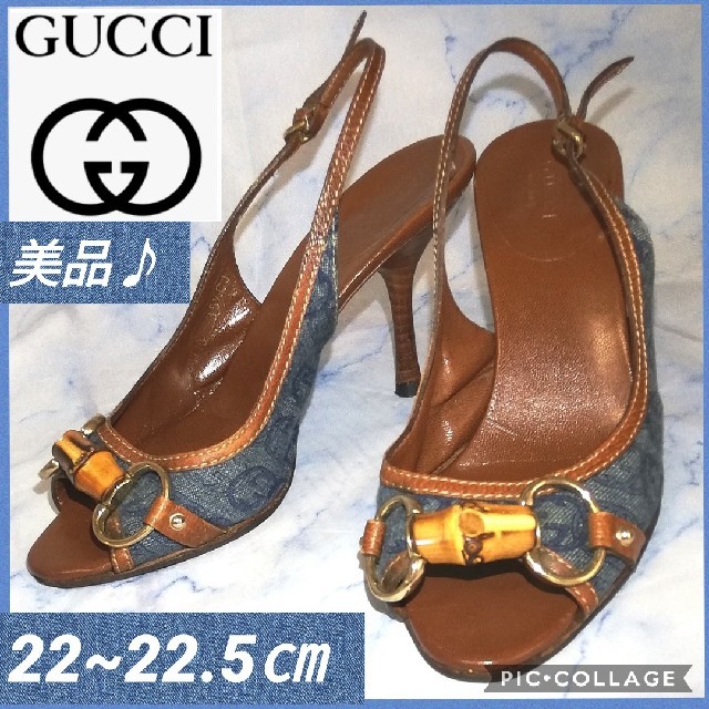 Gucci(グッチ)のグッチ バンブー オープントゥ ミュール サンダル アンクルストラップ レディースの靴/シューズ(サンダル)の商品写真