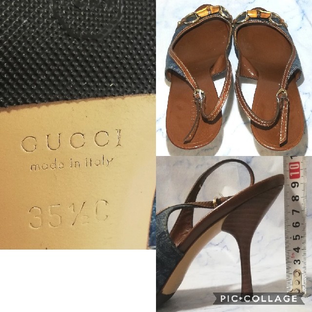 Gucci(グッチ)のグッチ バンブー オープントゥ ミュール サンダル アンクルストラップ レディースの靴/シューズ(サンダル)の商品写真