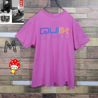 クイックシルバー(QUIKSILVER)の【 夏服 良配色 】 クイックシルバー ピンク Tシャツ M ビックロゴ(Tシャツ/カットソー(半袖/袖なし))