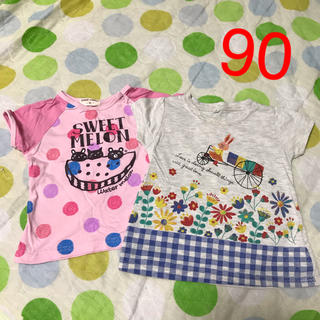 90サイズ 2枚セット 半袖Tシャツ 女の子(Tシャツ/カットソー)