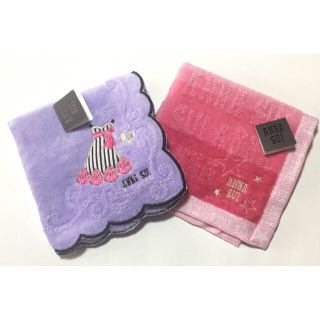 アナスイ(ANNA SUI)の新品 ANNA SUI アナスイ タオルハンカチ 2枚セット パープル&ピンク(ハンカチ)