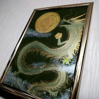 風水開運絵画＊月光黒龍昇龍～宝得掴～満月　金運　懇願成就　現状打破　力強さ　成長