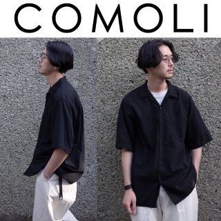 comoli ベタシャンオープンカラーシャツ 半袖シャツ　2 ブラック