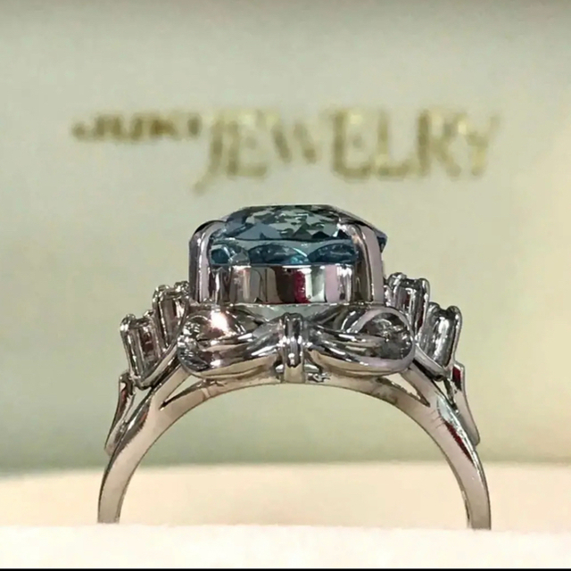 稀少 大粒アクアマリン 3.50ct pt900 刻印 指輪 9号 BOX 鑑別 | wise