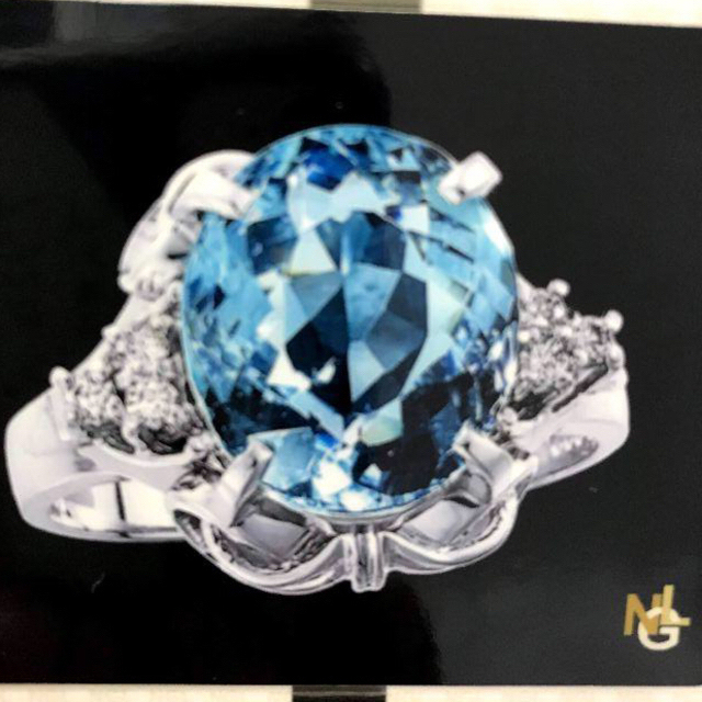 稀少 大粒アクアマリン 3.50ct pt900 刻印 指輪 9号 BOX 鑑別