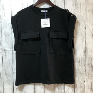 ザラ(ZARA)の新品タグ付き♡ZARAトップス♡M(カットソー(半袖/袖なし))