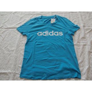 アディダス(adidas)の☆新品☆　アディダス　リニアコットンTシャツ　M　ブルー系(Tシャツ(半袖/袖なし))