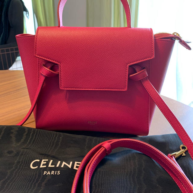 Celine セリーヌ レザー ベルトバッグ スモール ハンドバッグ - ブラック by