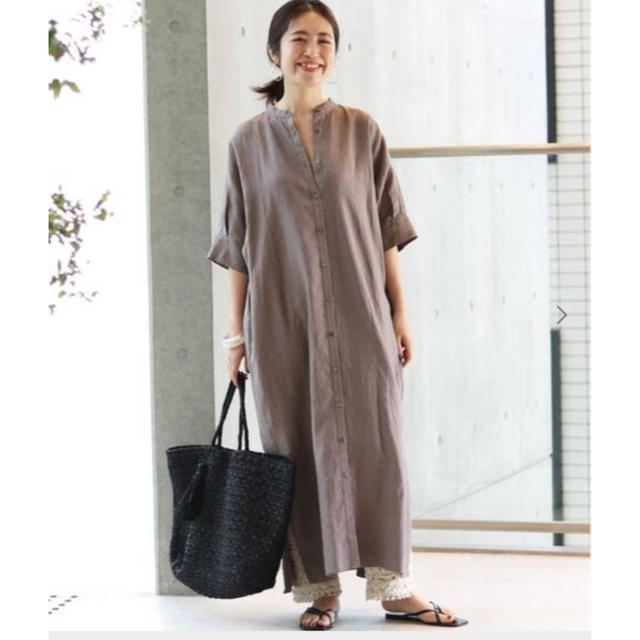 ✨美品✨　IENA イエナ オックスバンドカラーロングシャツワンピース 36 白