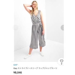 ギャップ(GAP)の新品◎GAPカシュクールオールインワンストライプネイビーノースリーブリボン(オールインワン)