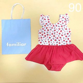 ファミリア(familiar)のfamiliar ファミリア 水着 女の子　90 りんご柄　ワンピース(水着)