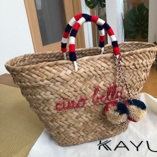 ロンハーマン(Ron Herman)の【美品】KAYU★カユ　ポンポン付きカゴバッグ(かごバッグ/ストローバッグ)