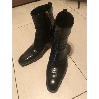 サンローラン(Saint Laurent)のYSL イヴサンローラン 伊勢丹購入 ジョニー ヒール ブーツ エナメル レザー(ブーツ)