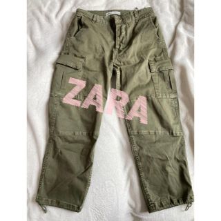 ザラ(ZARA)のZARA Z1975 デニムカーゴパンツ　カーキ　M(ワークパンツ/カーゴパンツ)